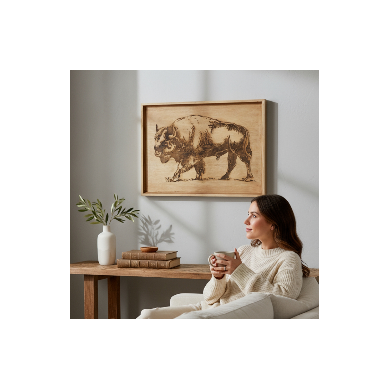 Branding Iron Buffalo Wall Panel - Natural 