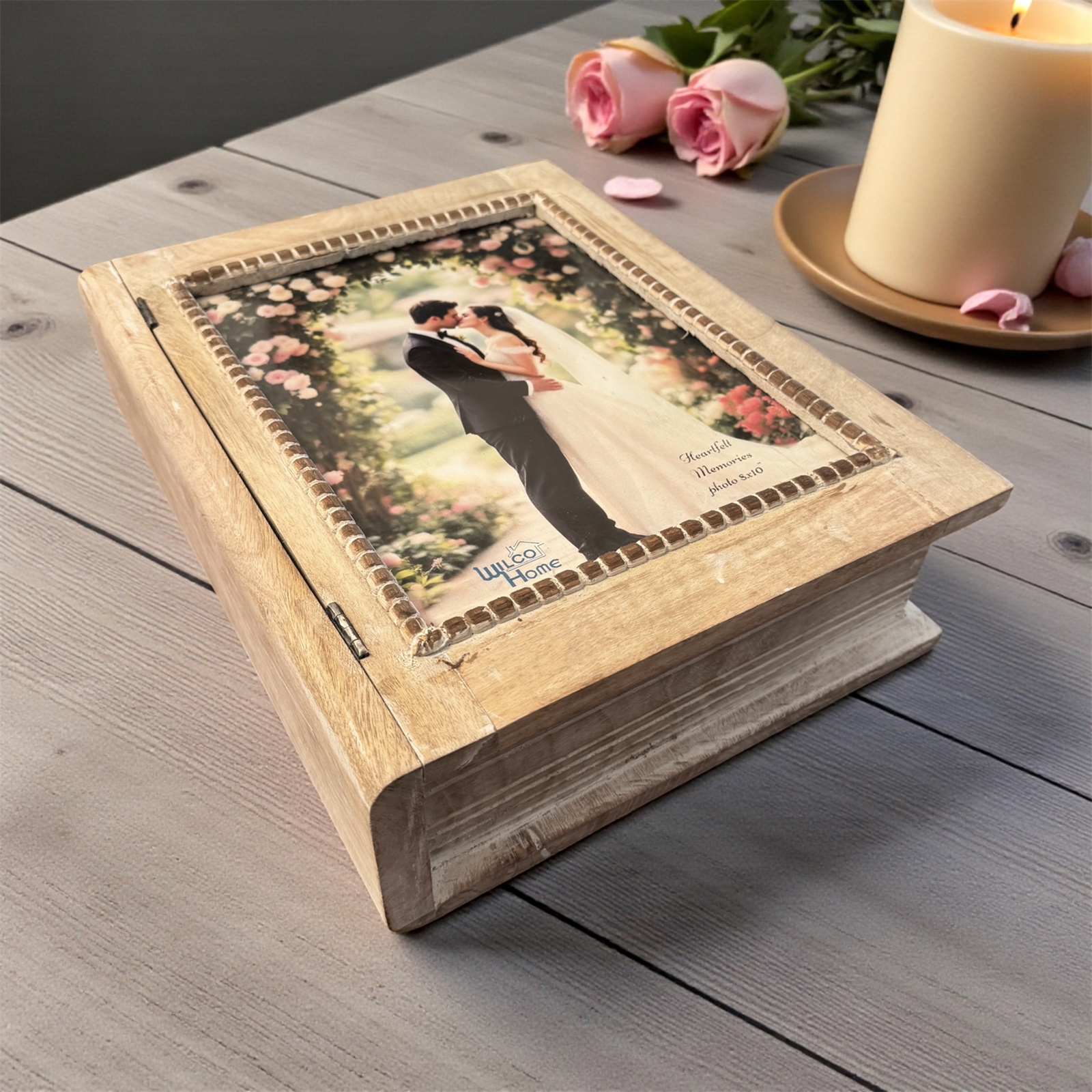 Bible Box with Photo Frame - Natural White Wash