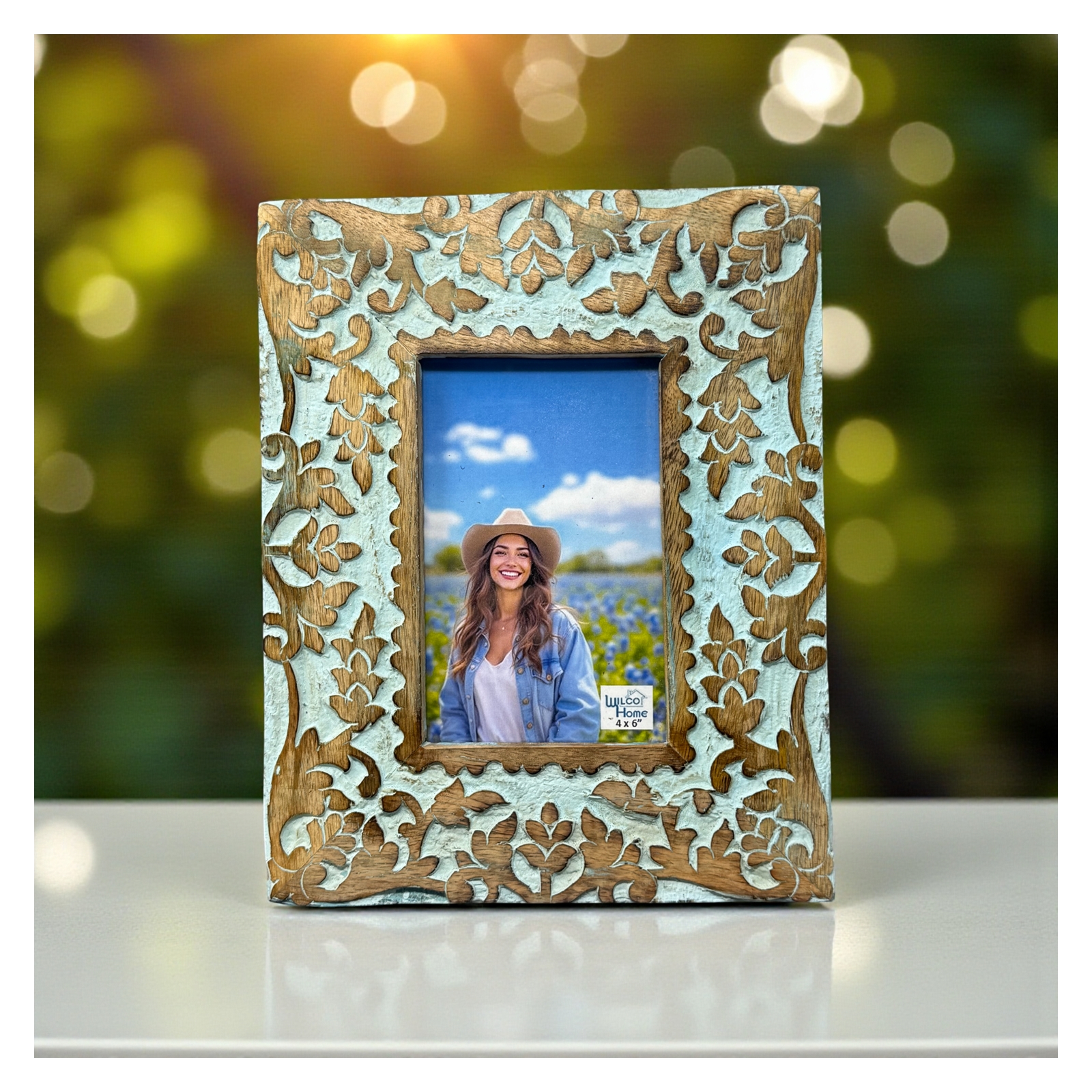 Roman Picture Frame 4x6- Turquoise Blue Wash 