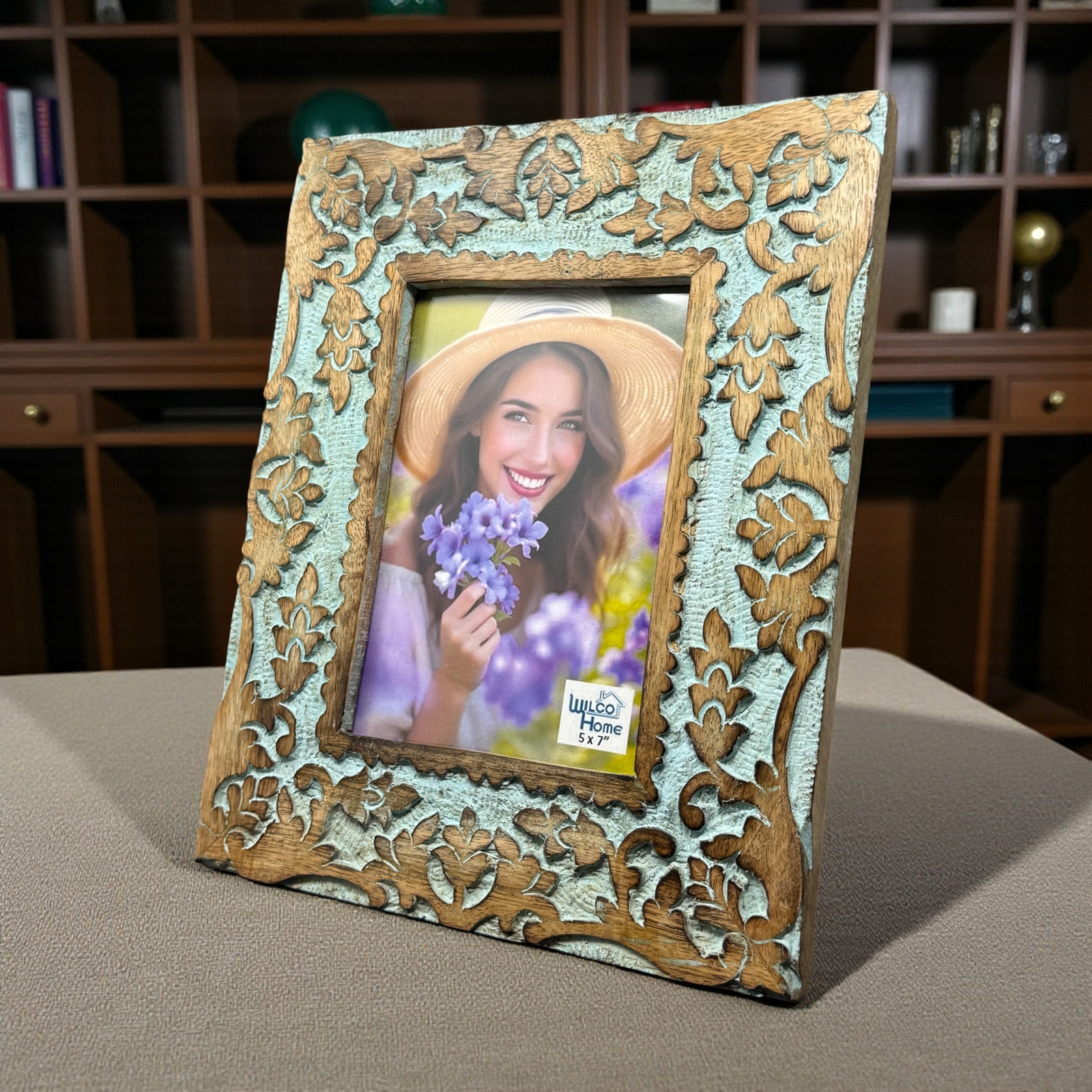 Roman Picture Frame 5x7- Turquoise Blue Wash 