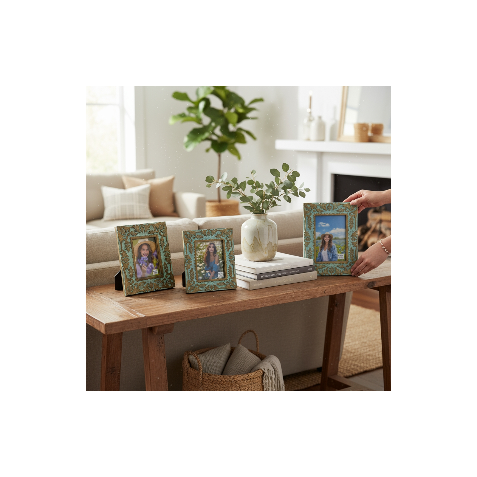 Roman Picture Frame 8x10- Turquoise Blue Wash 