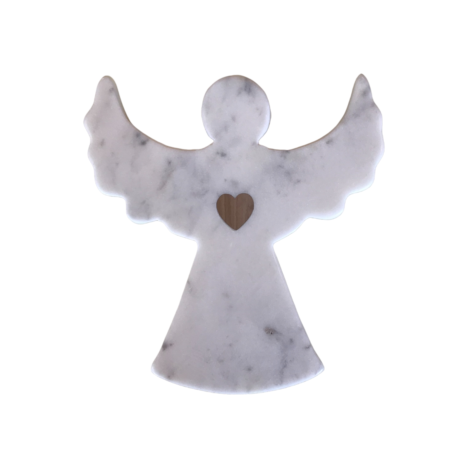 Marble Angel of Love with Inlay Heart -White