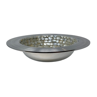 Mother Of Pearl Round Bowl - Aluminum 