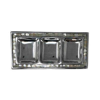 Mother Of Pearl 3 Divided Tray - Aluminum 