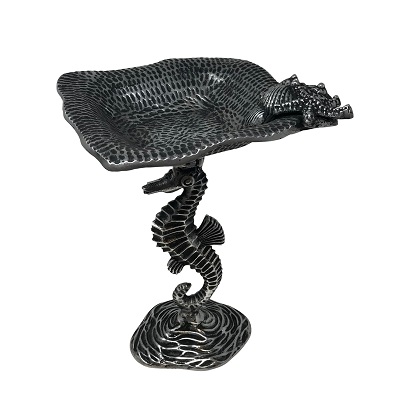 Large Seahorse Pedestal Dish - Aluminum 