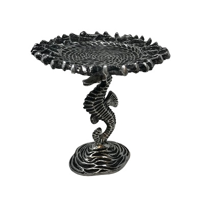 Seahorse with 5 inch inch Candle Plate - Aluminum 